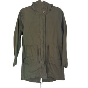 Love Tree Olive Green Hooded Anorak‎ Jacket Womens Medium Drawstring Waist EUC